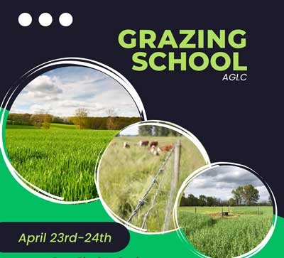AGLC Grazing School April 23-24th. Pictures showing cattle and pastures.